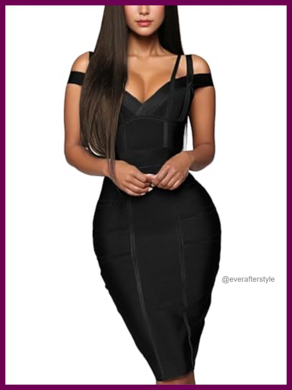 Elegant Bandage Dress V-Neck Stretch Bodycon Cocktail Party